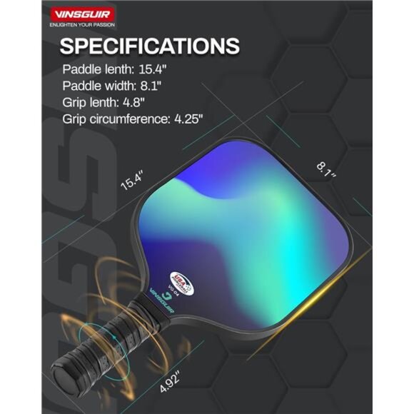 Pickleball Paddles, Fiberglass Pickleball Paddles Set of 2, Lightweight - Picture 4 of 7